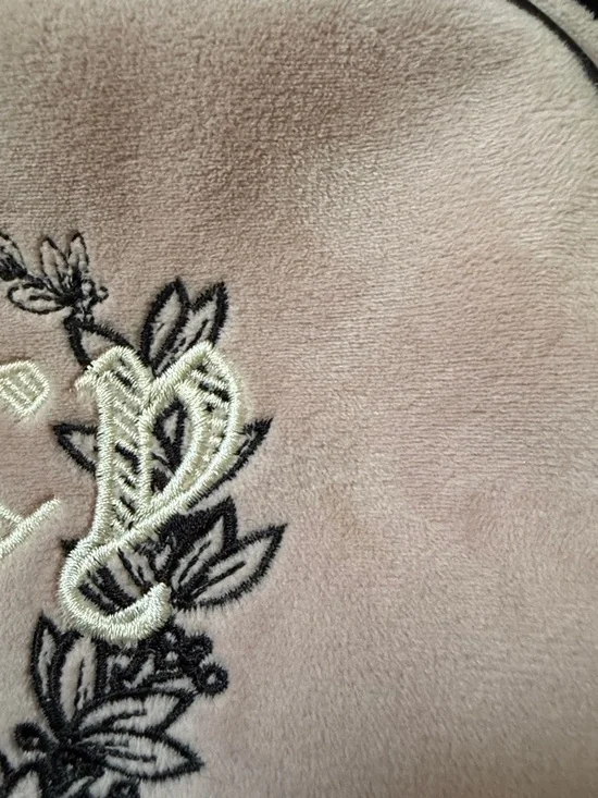 Juicy Couture Pink Suede Crossbody with Dark Brown Trim and Embroidered Crest - Picture 2 of 10